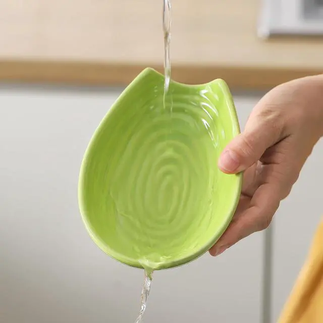 Alt view image 6 of 7 - Spoon Rest for Stove Top, Hasense Spoon Holder for counter protection, Ceramic Utensil Rest for Ladle, Spatula, Tongs, Coffee Bar Accessories, Green