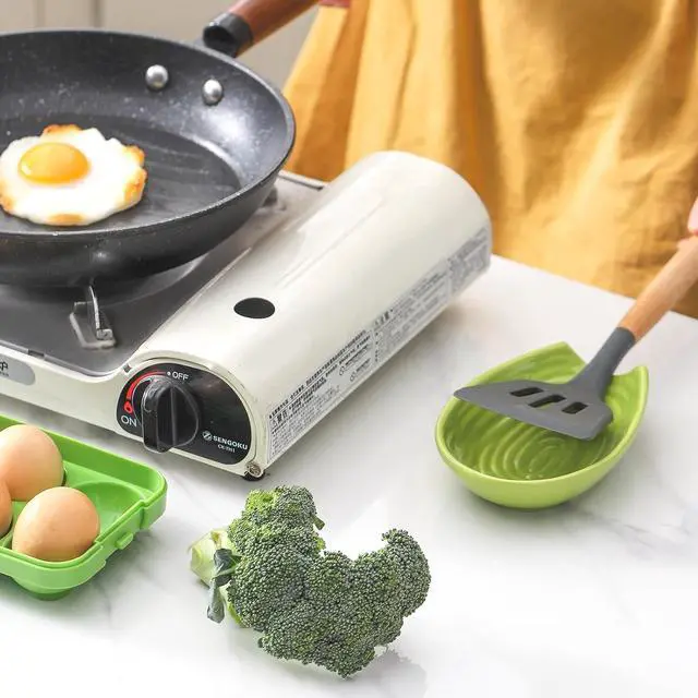 Alt view image 7 of 7 - Spoon Rest for Stove Top, Hasense Spoon Holder for counter protection, Ceramic Utensil Rest for Ladle, Spatula, Tongs, Coffee Bar Accessories, Green