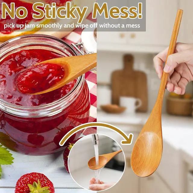 Alt view image 2 of 7 - MORGLES 3Pcs Wooden Spoons for Cooking, 12 Inches Long Handle Mixing Spoons, Natural Wood Kitchen Utensils for Stirring, Serving & Eating