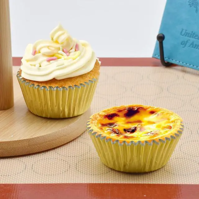 Alt view image 3 of 7 - 200 Pcs Gold Foil Cupcake Liners Standard Baking Cups Muffin Paper Cases | Food-grade, Greaseproof & Sturdy Parchment, Cupcake Wrapper for Party, Christmas, Gift