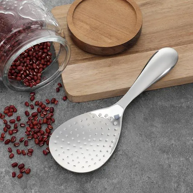 Alt view image 4 of 7 - 304 Stainless Steel Rice Paddle Spoon Spatula, 8-inch Long Non Stick Mirror Finish Stand-Up Design for Rice Mashed Potato Salads, Apply for Kitchen Home Restaurant Serving