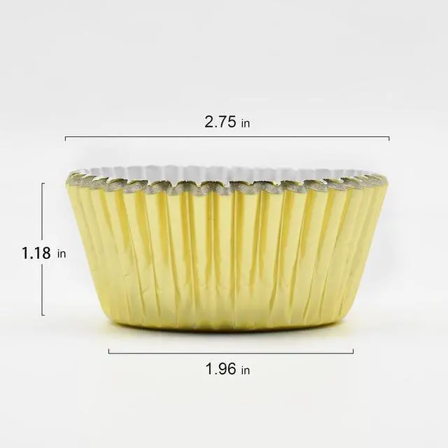 Alt view image 2 of 7 - 200 Pcs Gold Foil Cupcake Liners Standard Baking Cups Muffin Paper Cases | Food-grade, Greaseproof & Sturdy Parchment, Cupcake Wrapper for Party, Christmas, Gift