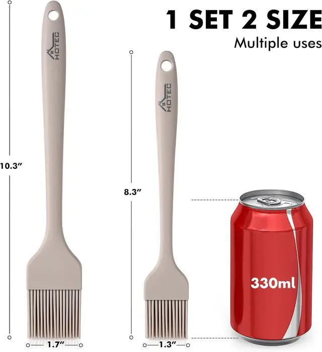 Alt view image 2 of 7 - HOTEC Basting Brushes Silicone Heat Resistant Pastry Brushes Spread Oil Butter Sauce Marinades for BBQ Grill Barbecue Baking Kitchen Cooking BPA Free Dishwasher Safe, Khaki Set of 2