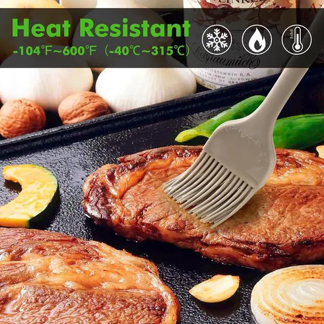 Alt view image 4 of 7 - HOTEC Basting Brushes Silicone Heat Resistant Pastry Brushes Spread Oil Butter Sauce Marinades for BBQ Grill Barbecue Baking Kitchen Cooking BPA Free Dishwasher Safe, Khaki Set of 2