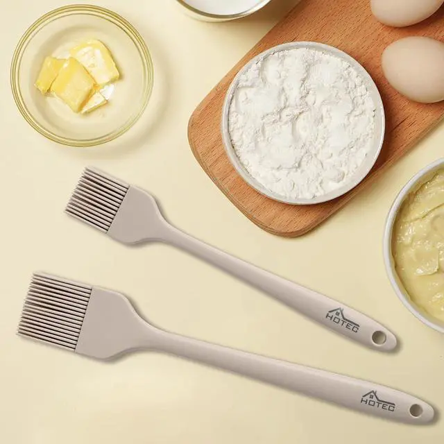 Alt view image 5 of 7 - HOTEC Basting Brushes Silicone Heat Resistant Pastry Brushes Spread Oil Butter Sauce Marinades for BBQ Grill Barbecue Baking Kitchen Cooking BPA Free Dishwasher Safe, Khaki Set of 2
