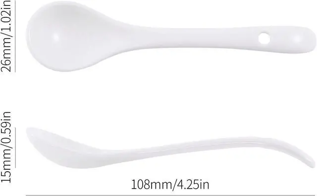 Alt view image 2 of 7 - 6-Pack Small Porcelain Salt & Spice Spoons, Traditional White Condiment Spoons 11cm(4.4inch)