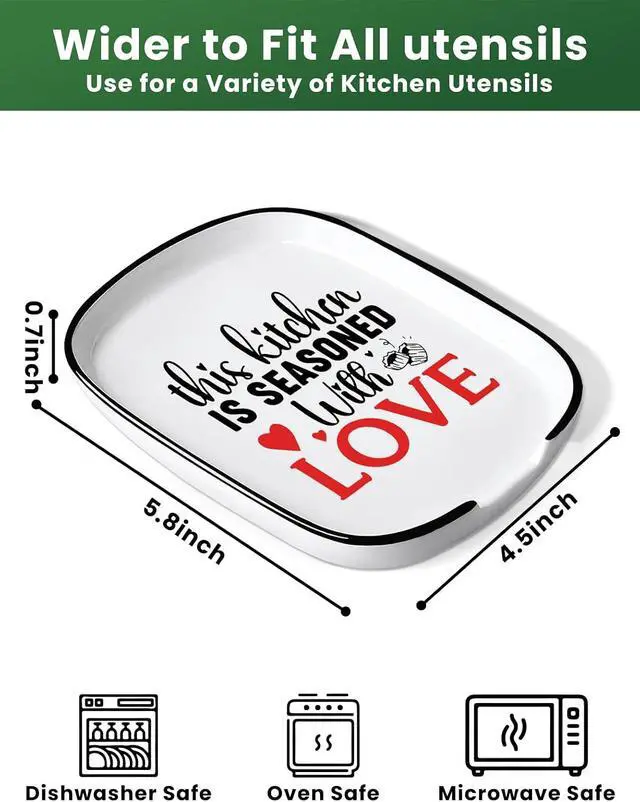 Alt view image 2 of 6 - Funny This Kitchen Is Seasoned With Love Spoon Rest, Ceramic Spoon Rest for Stove Top, Spoon Holder Kitchen Décor, for Cooking Lovers Friends Women Mom Housewarming Gifts