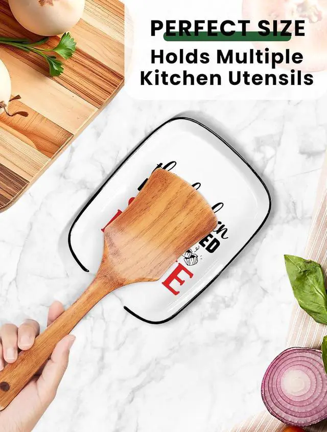 Alt view image 3 of 6 - Funny This Kitchen Is Seasoned With Love Spoon Rest, Ceramic Spoon Rest for Stove Top, Spoon Holder Kitchen Décor, for Cooking Lovers Friends Women Mom Housewarming Gifts