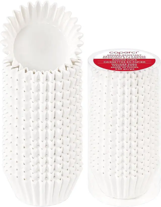 Main image of Caperci Heavy Duty White Cupcake Liners Standard Muffin Baking Cups 150pcs | Stay Bright, No Muffin Pan Needed, Non-stick & Easily Peels, Odorless, Grease-Resistant Paper Muffin Liners With Style
