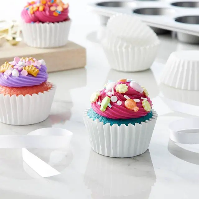 Alt view image 2 of 7 - Caperci Heavy Duty White Cupcake Liners Standard Muffin Baking Cups 150pcs | Stay Bright, No Muffin Pan Needed, Non-stick & Easily Peels, Odorless, Grease-Resistant Paper Muffin Liners With Style