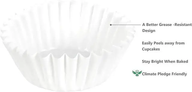 Alt view image 3 of 7 - Caperci Heavy Duty White Cupcake Liners Standard Muffin Baking Cups 150pcs | Stay Bright, No Muffin Pan Needed, Non-stick & Easily Peels, Odorless, Grease-Resistant Paper Muffin Liners With Style