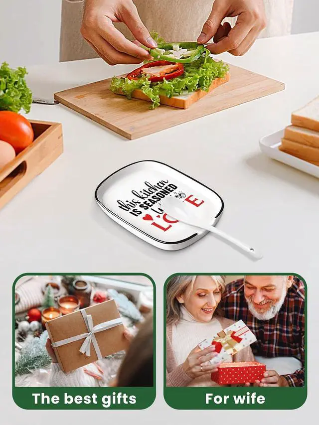 Alt view image 6 of 6 - Funny This Kitchen Is Seasoned With Love Spoon Rest, Ceramic Spoon Rest for Stove Top, Spoon Holder Kitchen Décor, for Cooking Lovers Friends Women Mom Housewarming Gifts