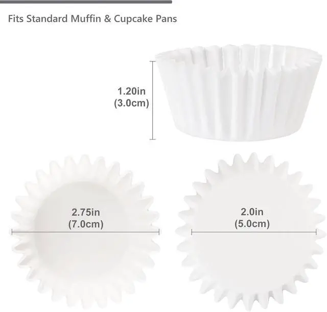Alt view image 5 of 7 - Caperci Heavy Duty White Cupcake Liners Standard Muffin Baking Cups 150pcs | Stay Bright, No Muffin Pan Needed, Non-stick & Easily Peels, Odorless, Grease-Resistant Paper Muffin Liners With Style