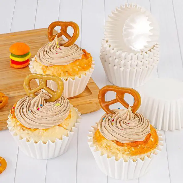 Alt view image 7 of 7 - Caperci Heavy Duty White Cupcake Liners Standard Muffin Baking Cups 150pcs | Stay Bright, No Muffin Pan Needed, Non-stick & Easily Peels, Odorless, Grease-Resistant Paper Muffin Liners With Style