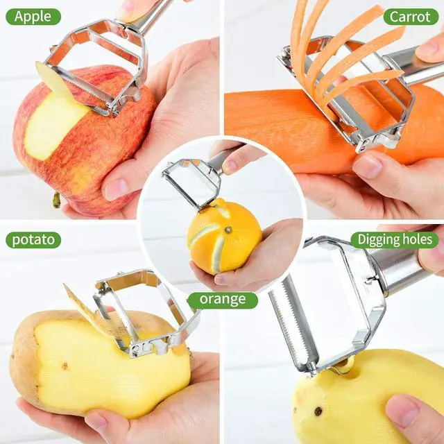 Alt view image 6 of 7 - BURLIHOME Double-sided Vegetable Peeler,Stainless Steel Julienne Cutter | Dual-blade Design,Veggies Peeler&Julienne in 1 Tool,Glide Easily,Carrot/Potato/Apple/Zucchini,Salad&Meal Prep,Dishwasher Safe
