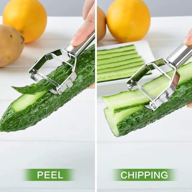 Alt view image 5 of 7 - BURLIHOME Double-sided Vegetable Peeler,Stainless Steel Julienne Cutter | Dual-blade Design,Veggies Peeler&Julienne in 1 Tool,Glide Easily,Carrot/Potato/Apple/Zucchini,Salad&Meal Prep,Dishwasher Safe