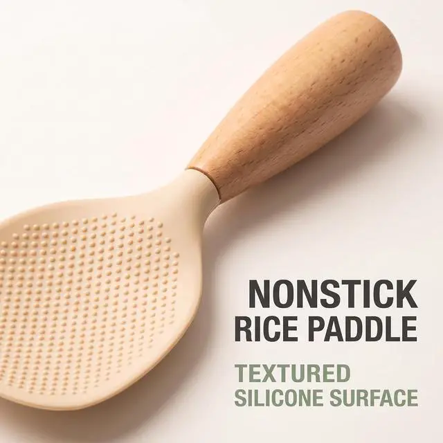 Alt view image 2 of 7 - 1Pc Standing Silicone Rice Spoon Paddle, Rice and Potato Servers,Household Rice Shovel Heat Resistant Anti-scalding Rice Scooper, Serving SpoonsWhite