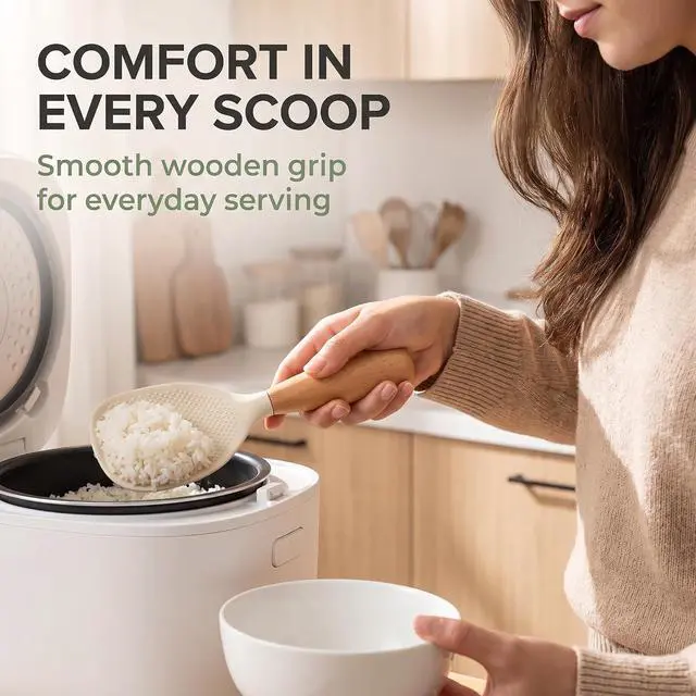 Alt view image 7 of 7 - 1Pc Standing Silicone Rice Spoon Paddle, Rice and Potato Servers,Household Rice Shovel Heat Resistant Anti-scalding Rice Scooper, Serving SpoonsWhite