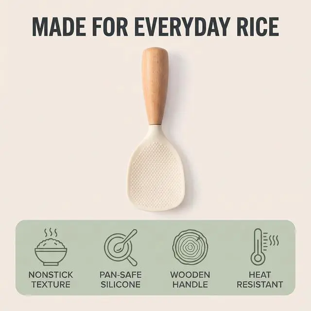 Alt view image 3 of 7 - 1Pc Standing Silicone Rice Spoon Paddle, Rice and Potato Servers,Household Rice Shovel Heat Resistant Anti-scalding Rice Scooper, Serving SpoonsWhite