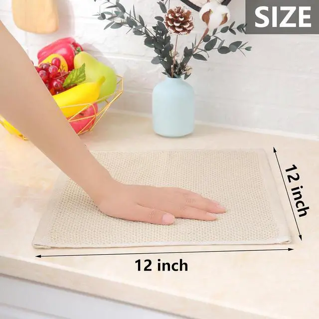 Alt view image 5 of 7 - Homaxy 100% Cotton Waffle Weave Kitchen Dish Cloths, 4-Pack, Beige | 12 x 12 Inches, Ultra Soft Absorbent Dish Towels, Quick Drying Dish Rags with Hanging Loop