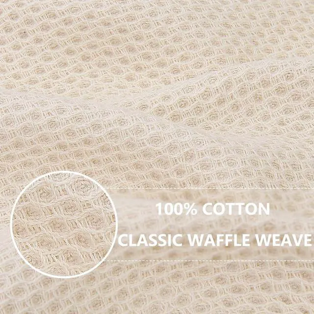 Alt view image 2 of 7 - Homaxy 100% Cotton Waffle Weave Kitchen Dish Cloths, 4-Pack, Beige | 12 x 12 Inches, Ultra Soft Absorbent Dish Towels, Quick Drying Dish Rags with Hanging Loop