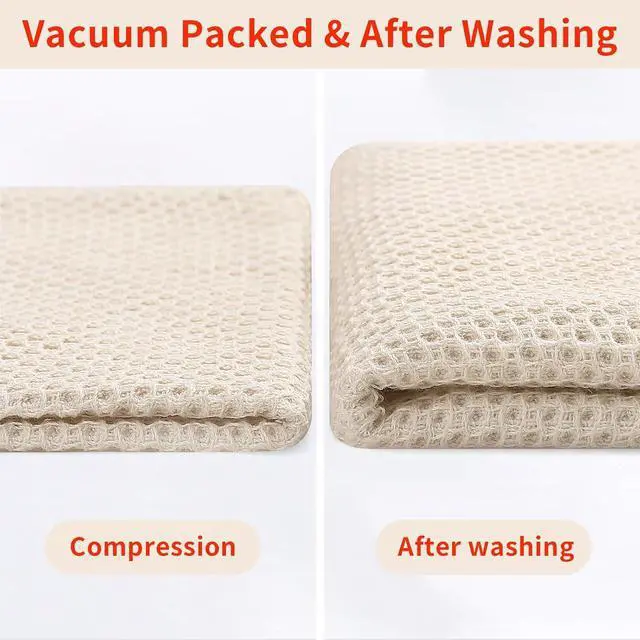 Alt view image 7 of 7 - Homaxy 100% Cotton Waffle Weave Kitchen Dish Cloths, 4-Pack, Beige | 12 x 12 Inches, Ultra Soft Absorbent Dish Towels, Quick Drying Dish Rags with Hanging Loop
