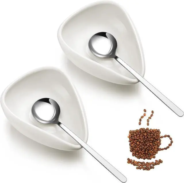 Main image of 4 Pieces Coffee Spoon Rest and Spoon Small Teaspoon Holder Ceramic Coffee Stirrers Rest for Bar Kitchen Accessories nice Present