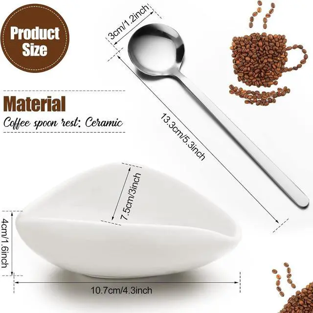 Alt view image 2 of 6 - 4 Pieces Coffee Spoon Rest and Spoon Small Teaspoon Holder Ceramic Coffee Stirrers Rest for Bar Kitchen Accessories nice Present