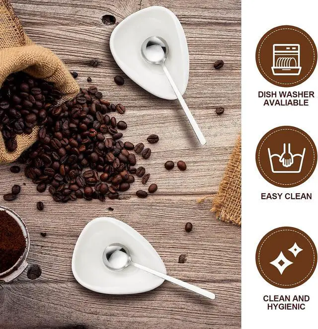 Alt view image 3 of 6 - 4 Pieces Coffee Spoon Rest and Spoon Small Teaspoon Holder Ceramic Coffee Stirrers Rest for Bar Kitchen Accessories nice Present