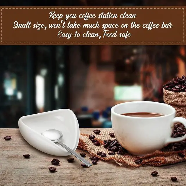 Alt view image 4 of 6 - 4 Pieces Coffee Spoon Rest and Spoon Small Teaspoon Holder Ceramic Coffee Stirrers Rest for Bar Kitchen Accessories nice Present