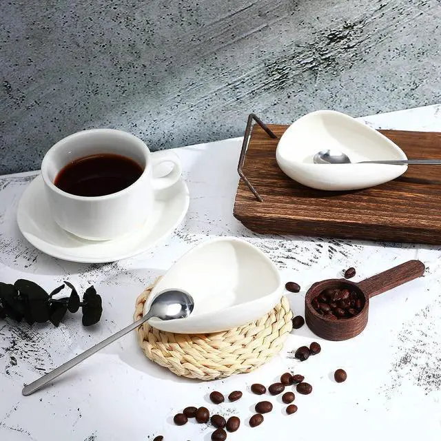 Alt view image 5 of 6 - 4 Pieces Coffee Spoon Rest and Spoon Small Teaspoon Holder Ceramic Coffee Stirrers Rest for Bar Kitchen Accessories nice Present