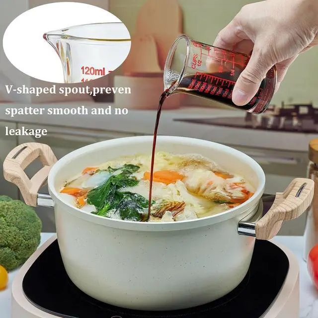 Alt view image 2 of 7 - Ackers 4oz Glass Measuring Cup Shot Glass with Ounce,Ml,Cups Markings for Kitchen & Bar(Red Line)