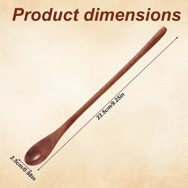 Alt view image 2 of 7 - 2pcs Long Wooden Spoon, 9.25in/23.5cm Long Handle Wood Honey Spoon for Eating Mixing Stirring Honey Coffee Tea Soup Wooden Cooking Utensils for Home Kitchen Restaurant