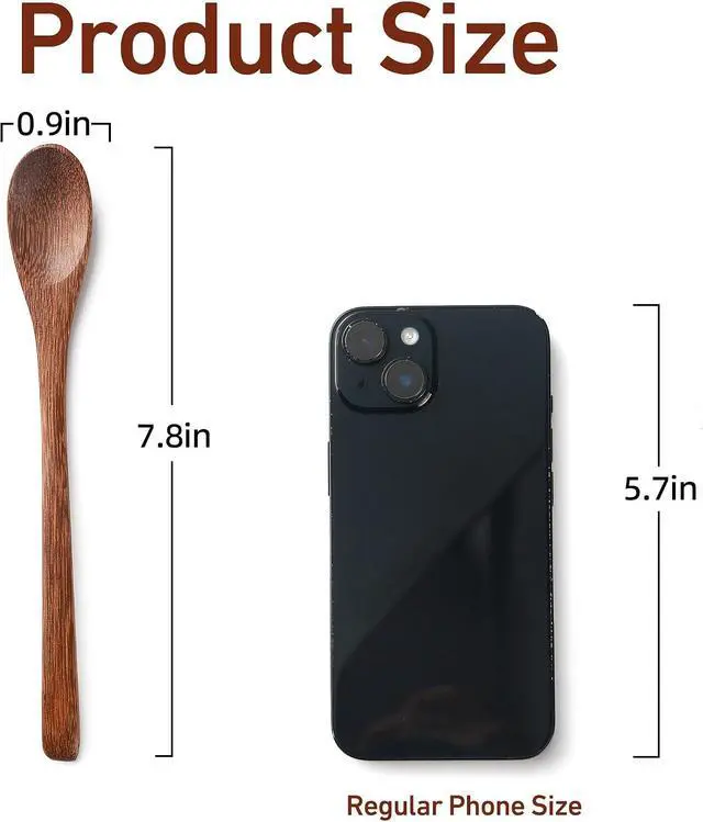 Alt view image 2 of 5 - Small Wooden Spoons, 2 Pack, 7.8 Inch Padauk Wood, Honey & Coffee | Long handles reach deep jars and tall cups, while compact bowls make honey portioning and coffee stirring easier and cleaner.