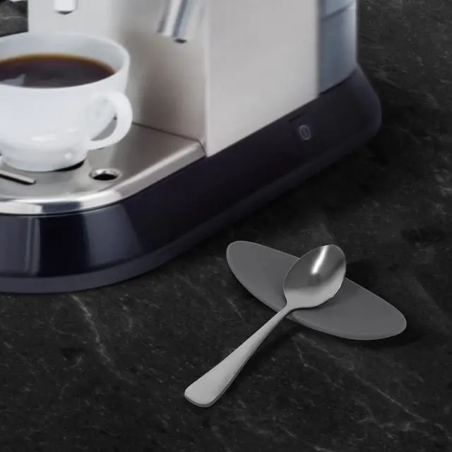 Alt view image 7 of 7 - Carrotez 2 PCs Small Silicone Coffee Spoon Rest 3.74"L x 1.6"W - Deep Grey | Spoon Holder Flexible almond-Shaped for Next to Coffee Maker, Kitchen Utensil Rest