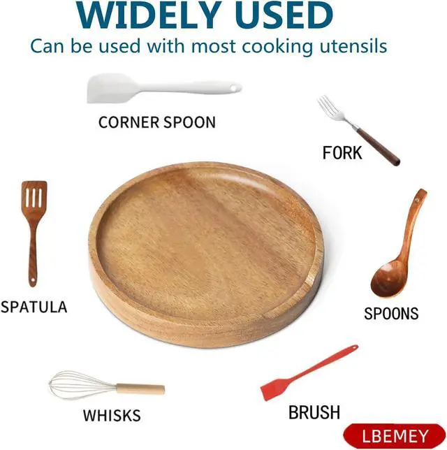 Alt view image 5 of 6 - Acacia Wood Spoon Rest Holder, Wooden Spoon Holder For Kitchen Stove Top With Non-Slip Silicone Feet, Perfect Stand For Spoon, Coffee Spoon, Cooking Spoon, Shovel And Tongs (Brown)