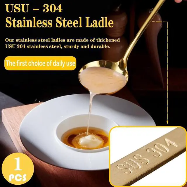 Alt view image 4 of 6 - Soup Ladle, Gold Ladles for Serving, 304 Stainless Steel,12.2Inch | Long Handle, Large Serving Spoon, For Cooking Buffet, Party, Kitchen