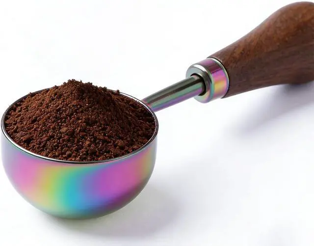 Alt view image 5 of 6 - Retro Vintage Stainless Steel Coffee Scoop with Walnut Wood Handle, 10g Espresso Measure, 30ml Water Capacity (1, Iridescent)