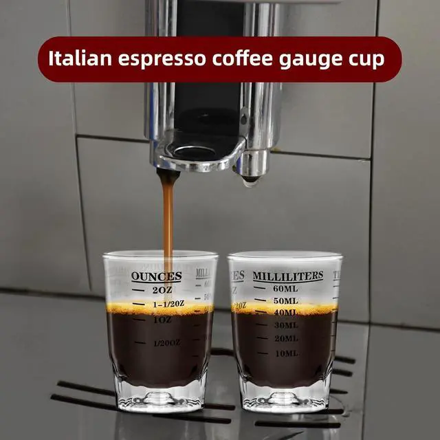 Alt view image 3 of 6 - 2 OZ 4 Features Shot Glasses Measuring cup Liquid Heavy Glass Wine Glass Espresso Shot -Incremental Measurement Heavy 60ML (2, Black)