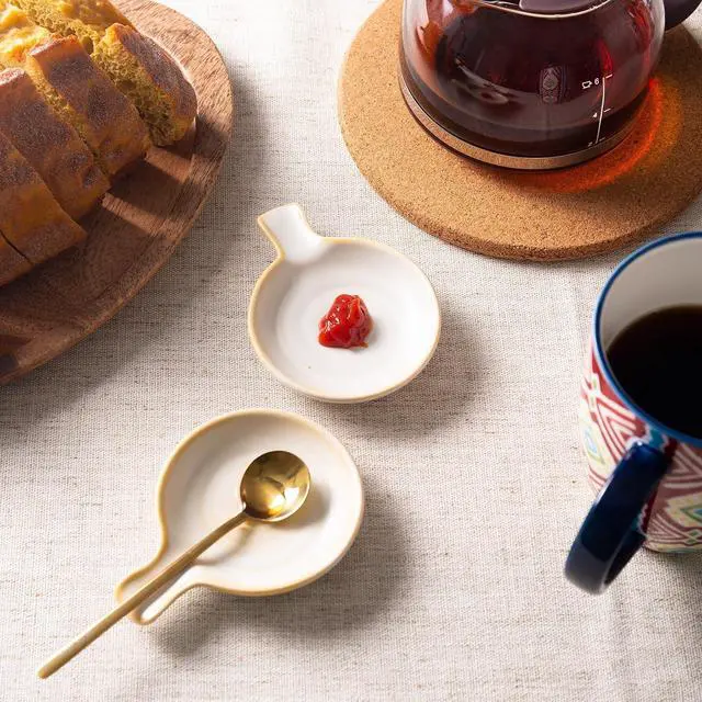 Alt view image 5 of 7 - Small Coffee Spoon Rest, Ceramic Tea Spoon Rest Holder, Set of 2 | Magclay 3.3" Coffee Spoon Holder for Kitchen Counter and Stove Top, Modern Style Coffee Bar Accessories, Matte Reactive White