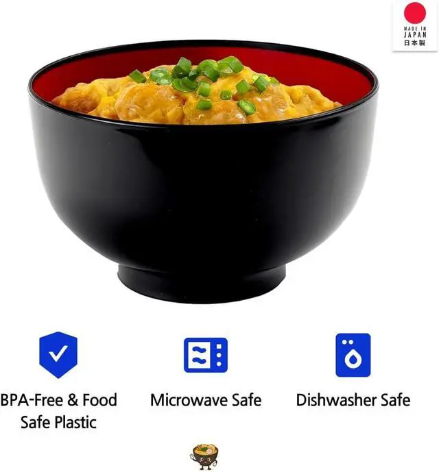 Alt view image 4 of 6 - JapanBargain, Japanese Large Ramen Bowl 38oz Pho, Udon, Noodle, and Cereal Bowl Black and Red Lacquer Plastic Microwave & Dishwasher Safe Made in Japan