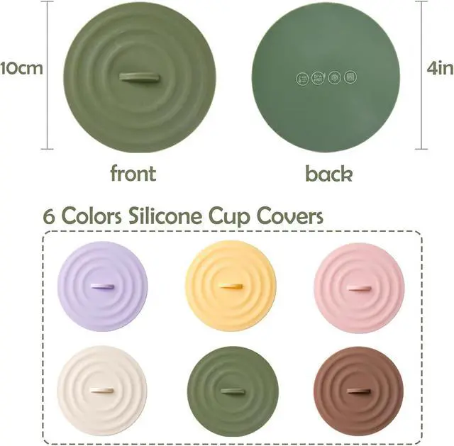 Alt view image 2 of 7 - 6 Pcs Silicone Cup Covers for Drinks, Reusable Anti-Dust Cup Lids for Mug | Multicolored Airtight Seal Lids, Universal Fit, Mug Covers with Spoon Holder, Drink Covers for Tea Coffee Cups Glass