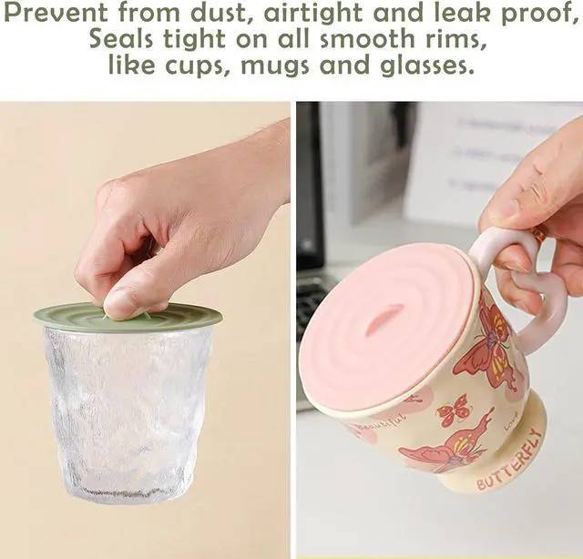 Alt view image 3 of 7 - 6 Pcs Silicone Cup Covers for Drinks, Reusable Anti-Dust Cup Lids for Mug | Multicolored Airtight Seal Lids, Universal Fit, Mug Covers with Spoon Holder, Drink Covers for Tea Coffee Cups Glass