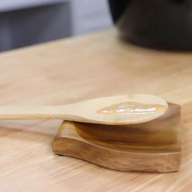 Alt view image 7 of 7 - Potted Pans Wooden Spoon Rest - Acacia Wood Stove Top Spoon Holder with Non-Slip Grips for Spoons, Spatulas, and Tongs