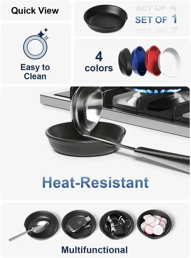 Alt view image 2 of 7 - LE TAUCI Ceramic Spoon Rest, 4.8 Inch Spoon Rest for Stove Top, Spoon Holder for Kitchen Counter, Coffee Spoon rest, Utensil Rest for Cooking, Crude Black