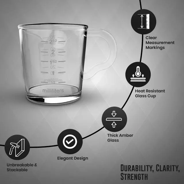 Alt view image 5 of 7 - Rattleware 3oz Espresso Shot Glass Pitcher with Double Spout, Measuring Cup