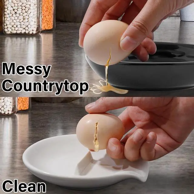 Alt view image 2 of 7 - Egg Cracker Spoon Holder,Ceramic Spoon Rest for Kitchen | Ceramic Spoon Holder for Stove Top, Cooking Spoon Holder,Heat Resistant Utensil Rest for Countertop