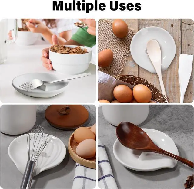 Alt view image 7 of 7 - Egg Cracker Spoon Holder,Ceramic Spoon Rest for Kitchen | Ceramic Spoon Holder for Stove Top, Cooking Spoon Holder,Heat Resistant Utensil Rest for Countertop
