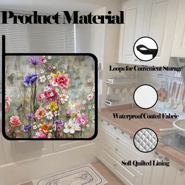 Alt view image 3 of 7 - Vintage Watercolor Rose Flowers Pot Holders Set of 2,Kitchen Heat Resistant Potholder for Microwave Cooking Baking Oven and BBQ