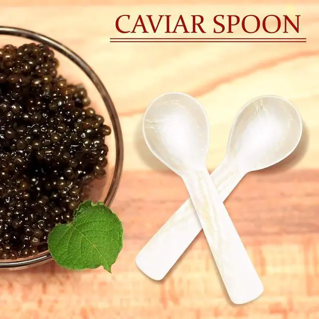 Alt view image 3 of 6 - Geiserailie 6 Pieces Mother of Pearl Caviar Spoons Handcraft,3.55 Inch | Round Bowl Caviar Serving, For Salt Coffee Egg Ice Cream, Restaurant Quality Set, Natural Pearl Luster